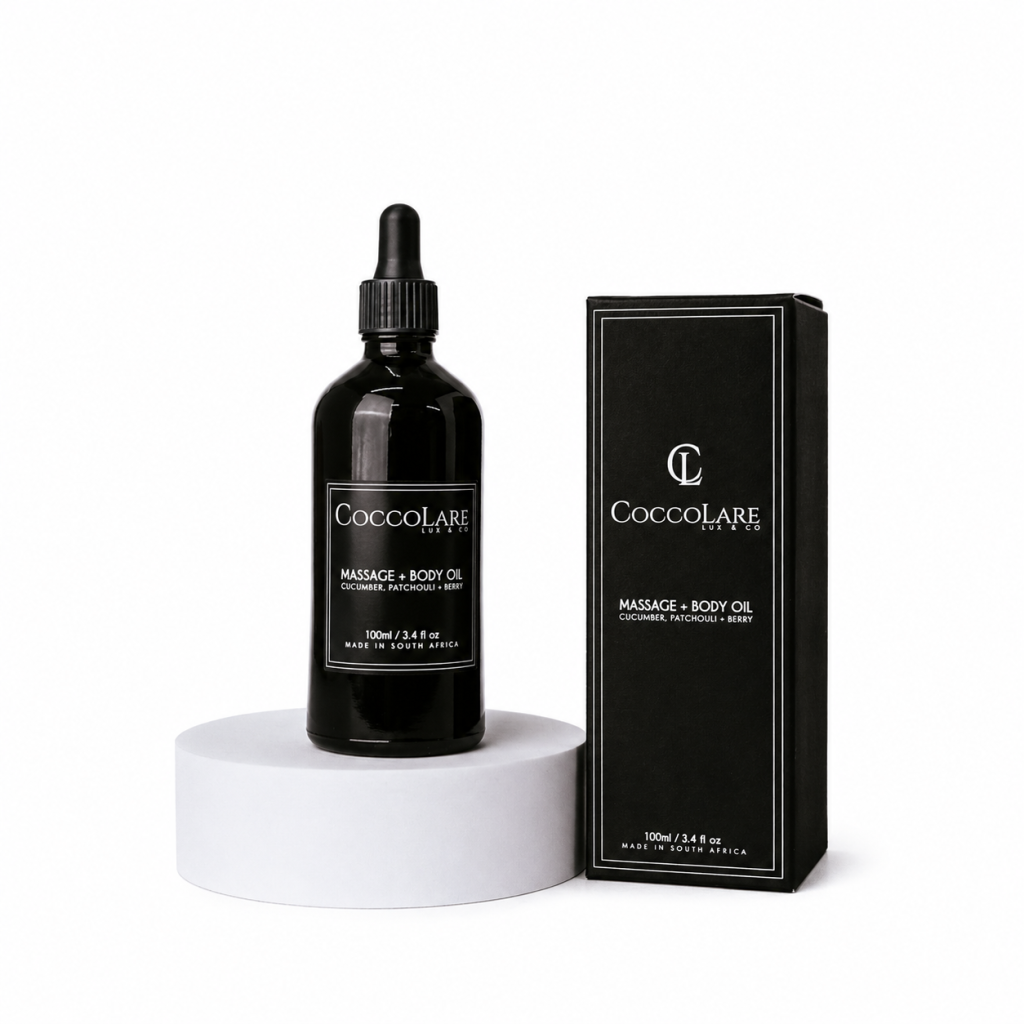 <strong>Massage + Body Oil</strong><br>Cucumber, Patchouli & Berry