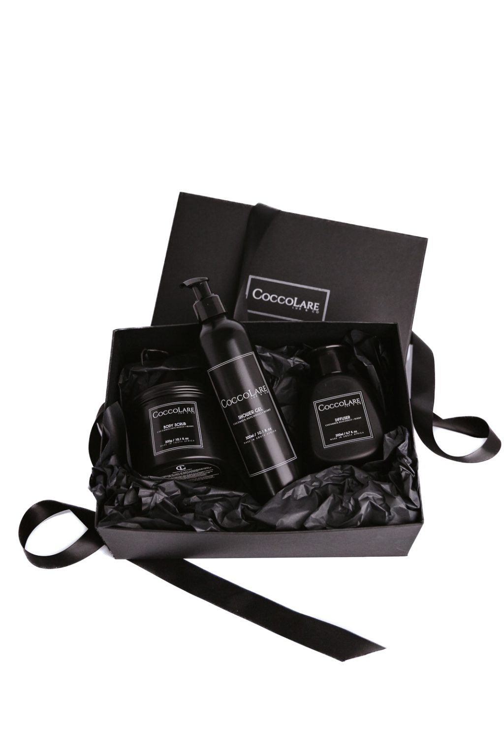 Coccolare Refreshing Ritual Collection - Body Scrub 300g, a Shower Gel 300ml and a Calla, Diffuser, 200ml (Black)